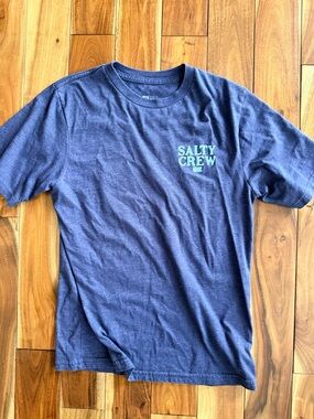 Salty Crew Navy Short-Sleeve Tee with Aqua Chest Logo